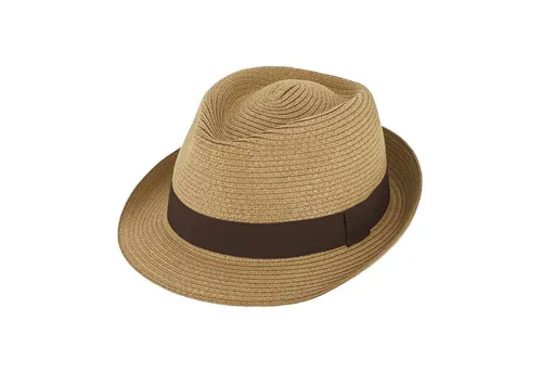Fiebig Sonnenhut Papierhut Trilby uni mit gleichfarbigem Ripsband