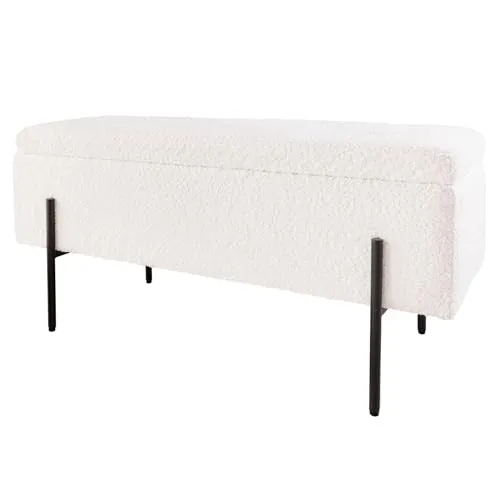 riess-ambiente Truhenbank LOFT 100cm weiß - Truhenbank mit gepolsterter Bouclé-Sitzfläche und Stauraum, ideal für jeden Wohnraum. Hochwertiges Metallgestell sorgt für Stabilität und Langlebigkeit.