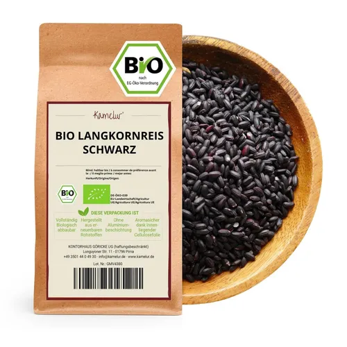 5kg Bio Langkornreis schwarz, Vollkorn ohne Zusätze BIO 7,50 EUR/kg