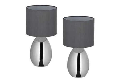 Nachttischlampe 2er Set - Relaxdays Tischleuchte - Elegante Tischlampe im 2er Set, ideal für Schlafzimmer und Wohnzimmer, mit variablen Farboptionen für jeden Einrichtungsstil.