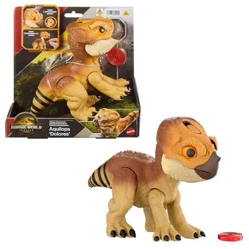 Jurassic World: Die Wiedergeburt - Primal Protector Aquilops Dolores Spielfigur - Spielzeug für Kinder ab 4 Jahren, ideal für kreative Rollenspiele und Abenteuer in der Jurassic World!