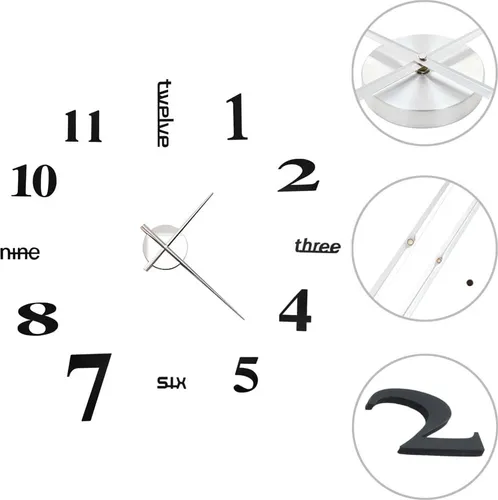 vidaXL 3D Wanduhr XXL Schwarz - Moderne Wand Uhr im 3D-Design, 100 cm groß, verleiht Ihrem Raum einen stilvollen Look und ist leicht zu montieren. Perfekt für Wohnaccessoires!