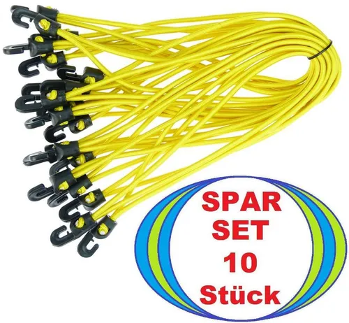 10x Zelt Planen Spanner 25 cm GELB mit Haken Planenspanner Spann Gummi Spannfix