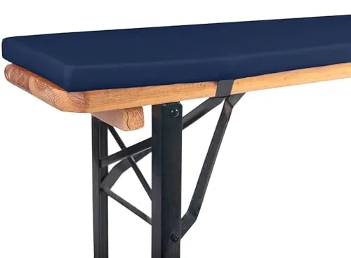 TexDeko® Bierbankauflage gepolstert 220x25x2cm waschbar mit Reißverschluss für Bierzeltgarnitur Härtegrad Mittelhart RG23 Bequeme Bankauflage zum selber aufziehen (Dunkelblau)