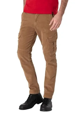 Timezone Herren Cargo Hose NIKLASTZ - Regular Fit in Peanut Brown - Wanderhosen für Herren mit normaler Bundhöhe und vielen Taschen, bequem aus 98% Baumwolle und 2% Elasthan, ideal für Arbeit und Freizeit.