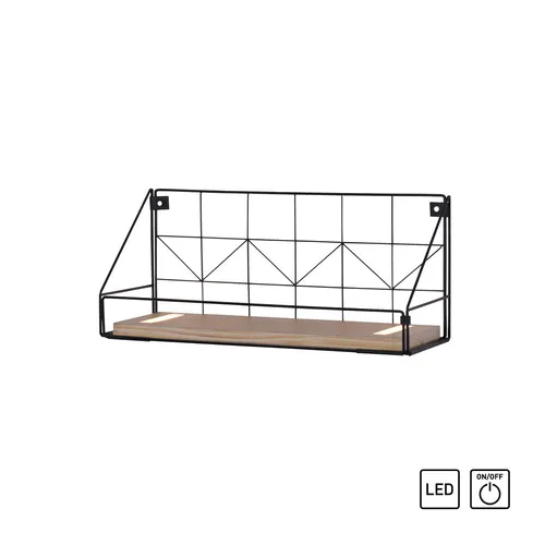 LED Wandleuchte Regal 46x16x20cm schwarz - Lampen – Stylisches Wandboard mit warmweißem LED-Licht und praktischen Schnurschalter, ideal für Flur und Wohnbereich.