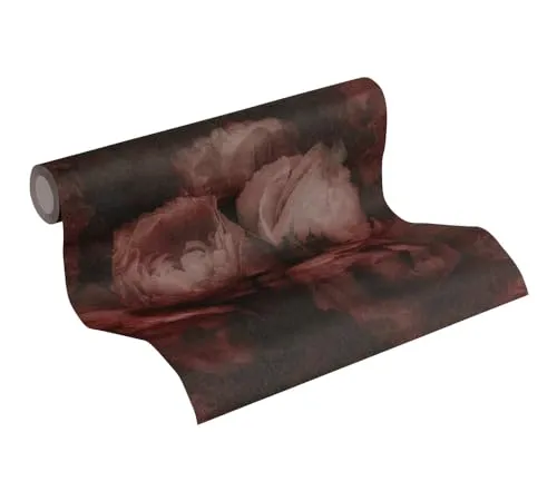 Livingwalls Vliestapete New Walls Tapete Romantic Dream mit romantischen Rosen 10,05 m x 0,53 m rot schwarz Made in Germany 373924 37392-4