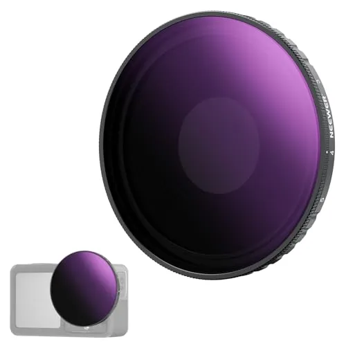 NEEWER Variabler ND Filter, kompatibel mit DJI Osmo Action 5 Pro Action 4, ND8-32 (3-5 Stops), aufschraubbarer Graufilter Objektivfilter, mehrfach beschichtetes optisches HD Glas Action Kamera Zubehör