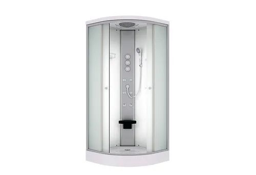 Duschkabine Fertigdusche D10-00M1-EC 80x80 cm - Duschkabine aus 5mm Sicherheitsglas mit integriertem Klappsitz, großen Regendusche und 6 Rückenmassagedüsen für ein luxuriöses Duscherlebnis.