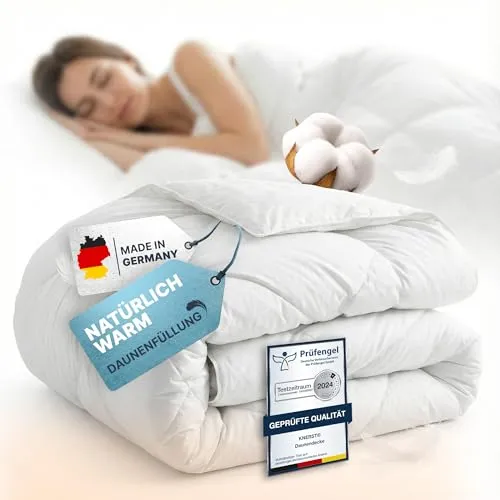 KNERST Sommer Bettdecke 135x200 - Federbettdecke – leichte Decke mit Daunen & Federn - dünne Sommerdecke Waschbar & Atmungsaktiv - Daunendecke Ökotex Zertifiziert