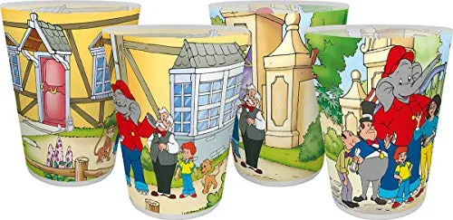 Benjamin Blümchen 13597 Zoo Mehrwegbecher, Trinkbecher, Plastikbecher, Becherset, PP, 300 milliliters, Blau, Weiß
