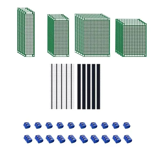 MMOBIEL 60x PCB-Lochraster Leiterplatte - Hochwertige Fiberglas-Platine mit Schraubenklemmleisten, ideal für Raspberry Pi und Arduino Projekte