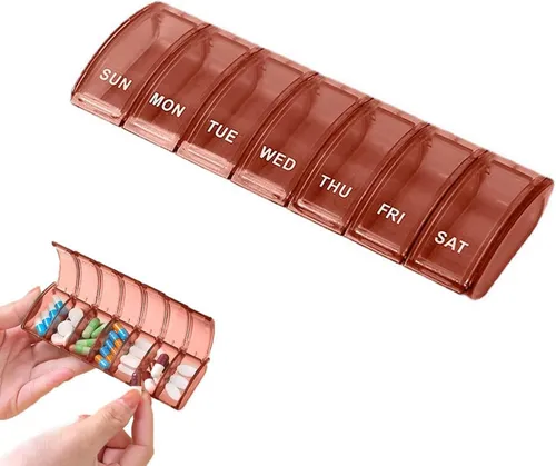 Wöchentliche Tablettenbox für Medikamente und Vitamine in Rot