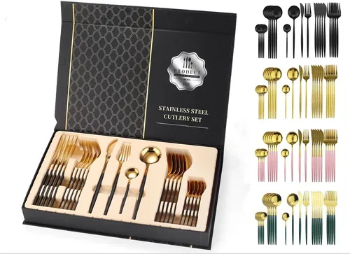 Faizee 24-teiliges Edelstahl Besteck-Set für 6 Personen mit Luxus Box