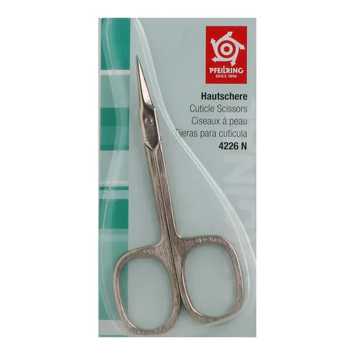 Pfeilring Hautschere, vernickelt Mehrfarbig - Nagelpflege mit gebogener Turmspitze für präzises Schneiden, perfekt für eine professionelle Maniküre.