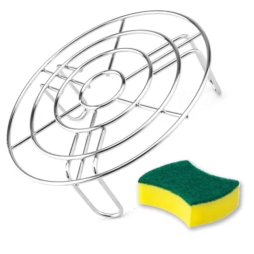 KAYSENSUK Edelstahl Einlegerost Abkühlgitter Kochständer Dampfgarer Einsatz Dünsteinsatz Töpfe Steamer Grillrost Rund Kuchenrost Dämpfen Rack Kochtöpfe Dämpfeinsatz,zum Backen Kochen 19.5 * 5.5