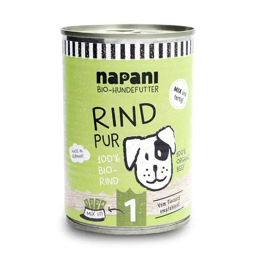 napani Bio-Dosenfutter für Hunde, Rind pur