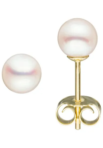 JOBO Paar Ohrstecker, 333 Gold mit Süßwasser-Zuchtperlen 5,5 mm
