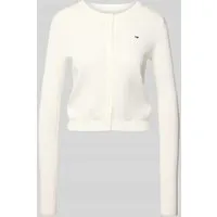 Tommy Jeans Damen Strickjacke Essential Crew Neck, Weiß (Ecru), XL - Strickjacke für Damen aus 100% regenerativer Baumwolle, ideal für jeden Anlass und sorgt für optimalen Tragekomfort im eleganten Look.