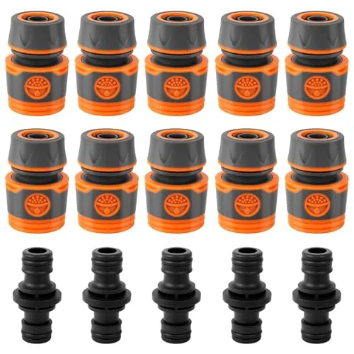 Schlauch Kupplungs Satz, 15 Stück 1/2 Zoll Schlauchverbinder 13 mm mit Kupplungs, Doppelstecker Gartenschlauch Verlängerung Kupplung Gartenschlauch Verbinder für Familie Garten