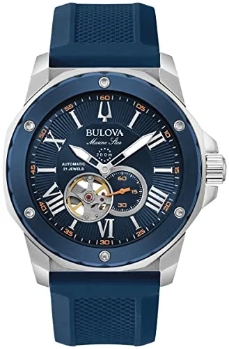 Bulova Herren Armbanduhr Marine Star 98A303 Automatik - Herrenuhren mit eleganter Sportlichkeit: die Marine Star vereint hochwertiges Automatik-Uhrwerk, bis 20 ATM wasserdicht und ein auffälliges 3D-Sunray-Zifferblatt für stilbewusste Männer.
