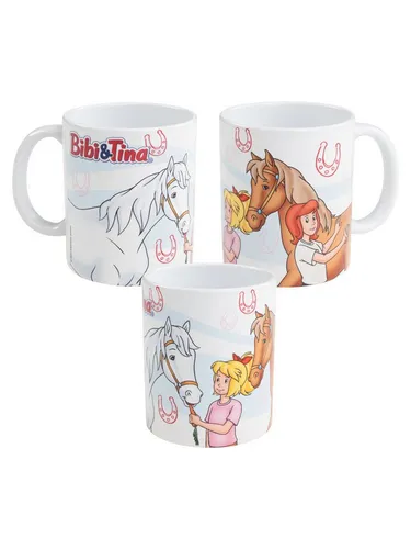 United Labels® Tasse Bibi & Tina Tasse Hufeisen Kaffeetasse Becher Kaffeebecher 320 ml, Keramik