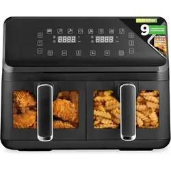 NutriChef Heißluftfritteuse Airfryer XL – 8L mit 2 Körben & 9 Programmen