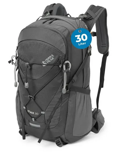 Terra Peak Wanderrucksack Flex 30 - 30L Trekkingrucksack mit YKK Reißverschluss - Wanderrucksäcke, 30L Volumen, wasserabweisend mit gepolstertem Hüftgurt und integrierter Notsignalpfeife für optimale Sicherheit und Komfort beim Trekking.