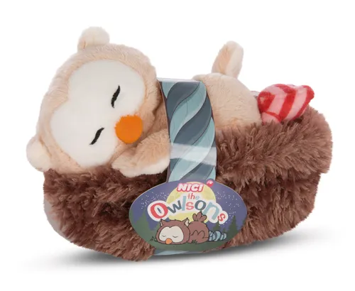 NICI 47874 Schlafendes Kuscheltier Owluna im Nest 12cm Plüschtier für Mädchen, Jungen & Babys Flauschige Stofftier Eule zum Kuscheln, Spielen & Schlafen Gemütliches Schmusetier