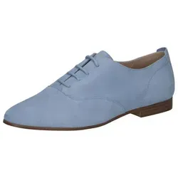 CAPRICE Damen Oxford aus Leder, Blau (Blue Suede), 39 - Genießen Sie den Komfort der MEMOTION-Technologie mit perfekter Passform. Ideal für den Alltag, bietet dieser moderne Schnürer einen flachen Absatz von 0,8 cm und sorgt für angenehme Atmungsaktivität.