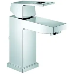 Grohe Eurocube Waschtischarmatur 2339000E - Waschtischarmatur mit SilkMove ES und EcoJoy Technologie für energieeffiziente Nutzung, inklusive Zugstangen-Ablaufgarnitur und QuickFix Plus Montage-System.