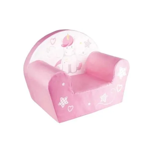 Fun House Clubsessel für Kinder Einhorn rosa | L 52 x B 33 x H 42 cm | Herkunft Frankreich garantiert | optimaler Komfort | Kinderzimmer-Serie Einhorn | Sicherheit | Geschenkidee ab 12 Monaten