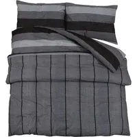 vidaXL Bettwäsche Set 135x200cm, dunkelgrau - Bettwäsche-Set aus weicher Baumwolle mit elegantem Look und verstecktem Knopfverschluss, ideal für ein stilvolles Schlafzimmer.