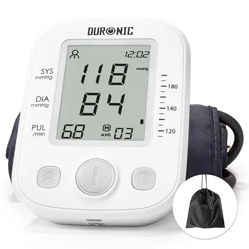 Duronic BPM200 Digitales Oberarm-Blutdruckmessgerät | Arhythmie Erkennung | Manschette 22-36 cm | Automatische Blutdruckmessung | Blutdruckmesser mit Herzrhythmusstörung Funktion | AAA Batterien