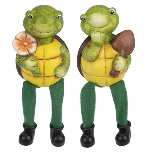 Ideen mit Herz Deko-Figuren mit Schlenkerbeinen | Frühling & Ostern | Kantensitzer | Kantenhocker | 18 cm (Schildkröten)