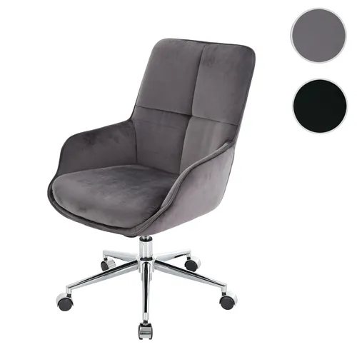 Bürostuhl HWC-J64: Drehstuhl mit Armlehne, höhenverstellbar in dunkelgrau - Bürostühle: Bequeme Samtpolsterung und 360° Drehfunktion für hohen Sitzkomfort in jedem Raum. Ideal für Büro, Wohnzimmer oder Esszimmer.