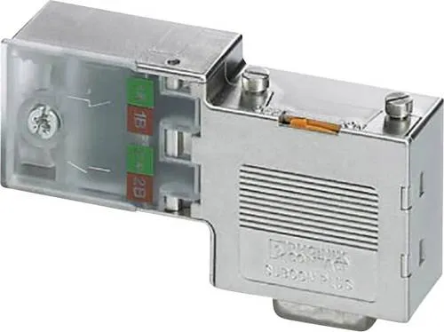 Phoenix Contact 2313708 Sensor-Aktor-Datensteckverbinder - 9-poliger gewinkelter D-SUB-Stecker für PROFIBUS DP, ideal für platzsparende Installationen mit zuschaltbarem Abschlusswiderstand.