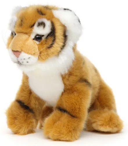 Uni-Toys Kuscheltier Tiger Baby, sitzend - 24 cm - Kuscheltiere, lebensecht und aus 100 % recyceltem Füllmaterial - perfekt zum Spielen, Sammeln oder Verschenken!