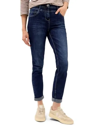 CECIL Damen 3716111 Slim Fit Jeans - Mid Blue Used Wash - Stylische High Waist Slim Fit Jeans im 5-Pocket-Style, ideal für jeden Anlass. Perfekte Passform mit modischer blauer Waschung für einen angesagten Look.