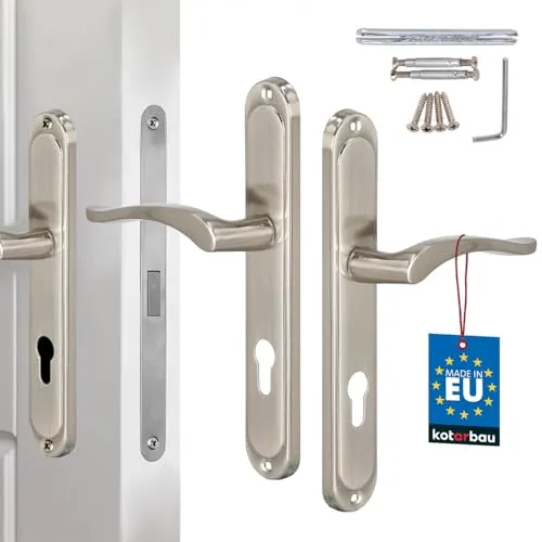 KOTARBAU® Türgriff Innentüren PZ Türklinke 72 mm Satin Türgriffe Langschild Türdrückergarnitur Zimmertürschloss Türbeschlag für Innentüren Türschloss Drückergarnitur mit Zylindereinsatz Classic