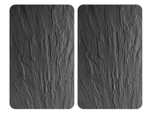 WENKO Herdabdeckplatte Universal Schiefer 2er Set - Hygienisch, kratz- und schlagfest, ideal als Schneidbrett und für verschiedene Herdarten