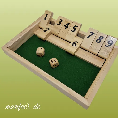 Shut of the Box, Würfelspiel aus Naturholz, Partyspiel Art.-Nr. 11175