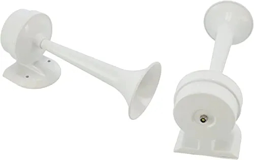Signalhorn Hupe Boot akustisch 12 Volt 100dB Weiß Schiffsfahrt Warnsignal | Kunststoff | Wasserdicht | UV-beständig | Magnetisch | Langlebig | Witterungsbeständig | Salzwasserbeständig | Breite: 78 mm