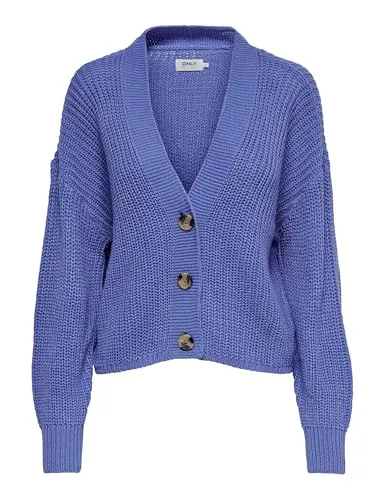 ONLY Strickjacke ONLCAROL - Royalblau, S (36) - Strickjacke in royalblau mit lockerer Passform, ideal für lässige Outfits. Hergestellt aus 100% Polyacryl für hohen Tragekomfort. Pflegeleicht und perfekt für die Übergangszeit.