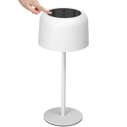 Aigostar Kabellose LED Tischlampe mit Solarladung und USB-Aufladung, Touch-Dimmbar, IP54 Wasserdicht, Weiß - Moderne Tischlampe mit Touch-Steuerung und zwei Lademöglichkeiten: Solar und USB. Ideal für den Innen- und Außenbereich, energieeffizient und stilvoll.