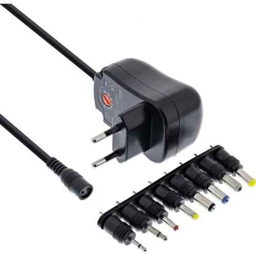 InLine Universal Steckernetzteil 12W - 110-240V auf 3-12V, max. 1200mA, vielseitig mit 8 Anschlussspitzen und Schutzfunktionen