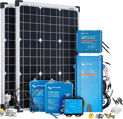 Offgridtec Mobil VeCore S 100W 1280Wh Wohnmobil Solaranlage inkl. MultiPlus12/800/35 Wechselrichter Laderegler - weiß