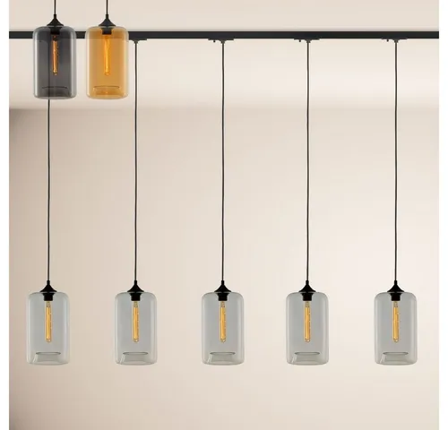 s.luce Pendelleuchte Cruet 1-Phasen-Schiene 200cm ME Up Klar - Moderne Pendelleuchte mit flexibler 1-Phasenschiene für individuelle Platzierung. Mundgeblasenes Glas sorgt für einzigartige Akzente und eine einladende Atmosphäre in jedem Raum.