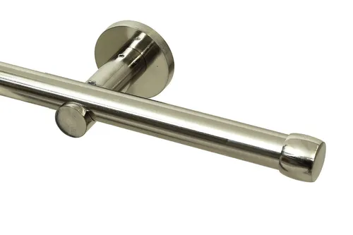 Gardineum Gardinenstange Ø 20 mm, 1-läufig, Metall - Hochwertige Gardinenstange aus Metall, erhältlich in edelstahl-optik, chrom oder schwarz. Inkl. Zubehör und ab 2,20 m mittig geteilt für einfache Montage.