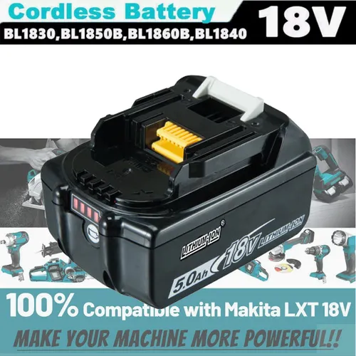 Makita Werkzeug-Akku BL1840B - 18V 4,0Ah Schiebeakku mit LED Ladestandanzeige, kompatibel mit allen 18V Makita Geräten